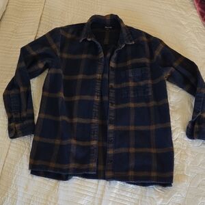 Madewell Navy and Brown Checkered Shirt Jacket